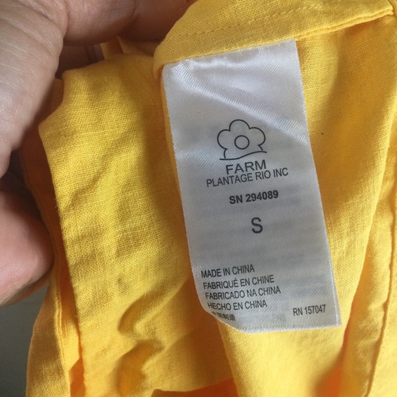 Farm Rio One Shoulder Open Waist Knotted Yellow Linen Blend Midi Dress Sz Small - Picture 10 of 13